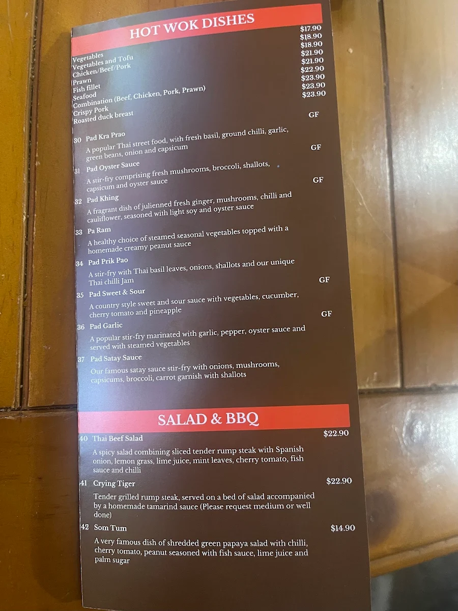 Menu, Wok on Fox