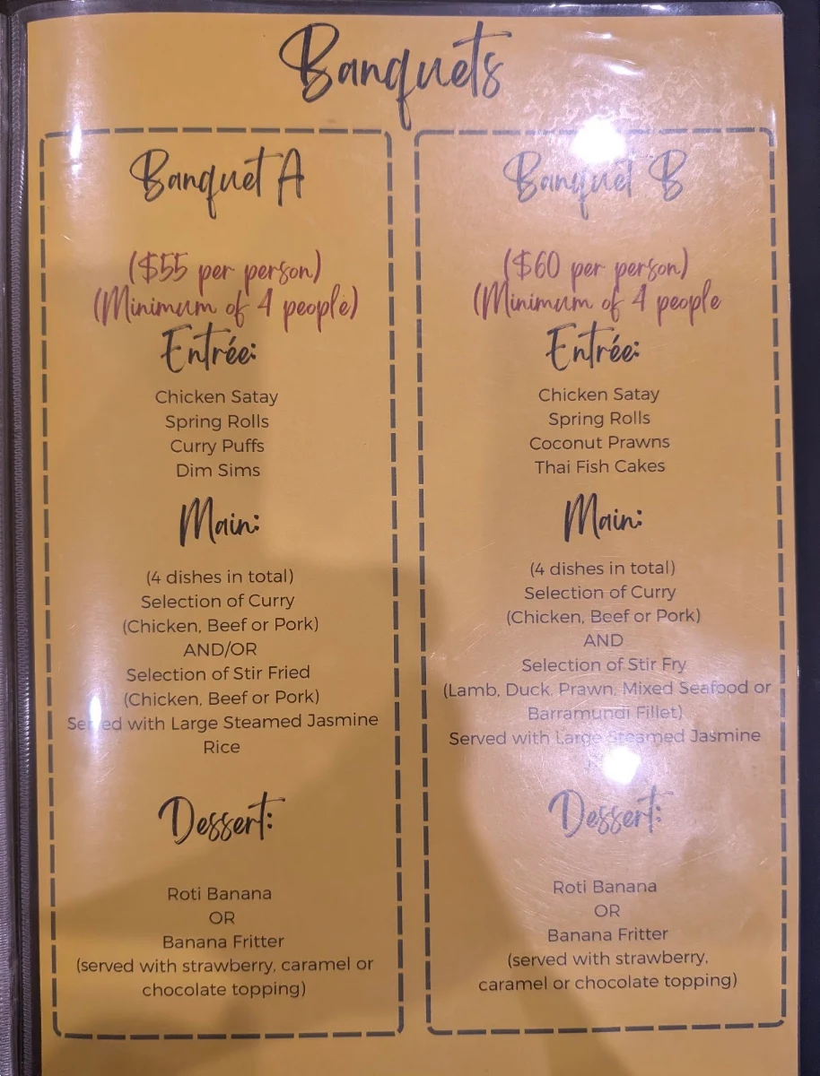 Menu, Thai Korner Pimpama City Centre