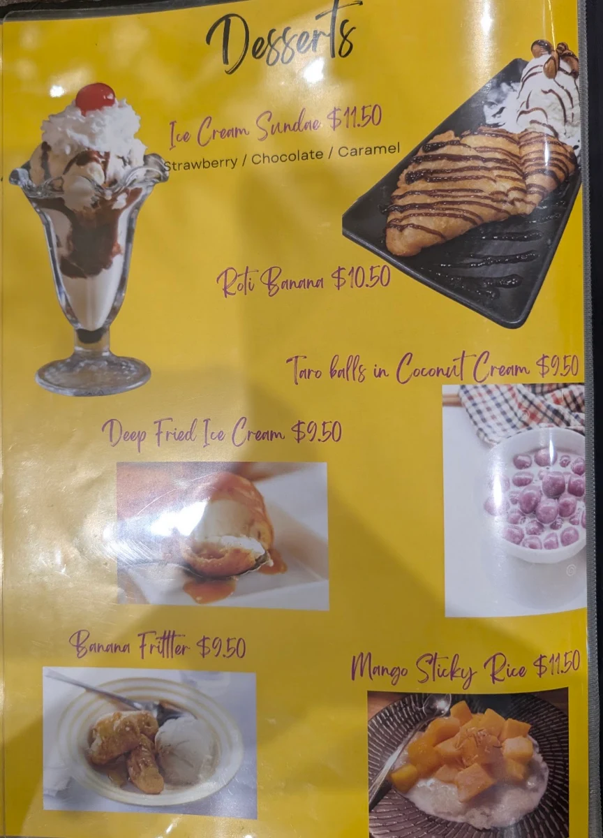 Menu, Thai Korner Pimpama City Centre