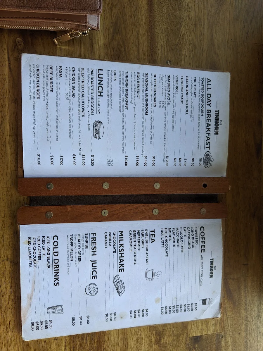 Menu, The Tinhorn Cafe