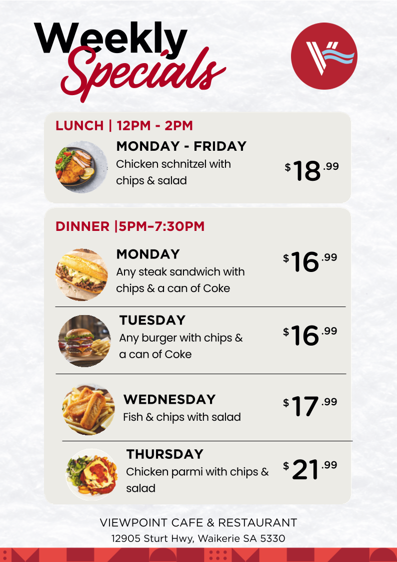 Menu, Viewpoint Cafe & Restaurant