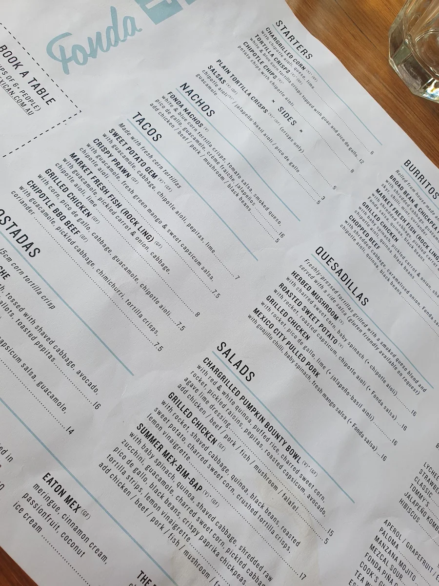 Menu, Fonda Mexican Hawthorn