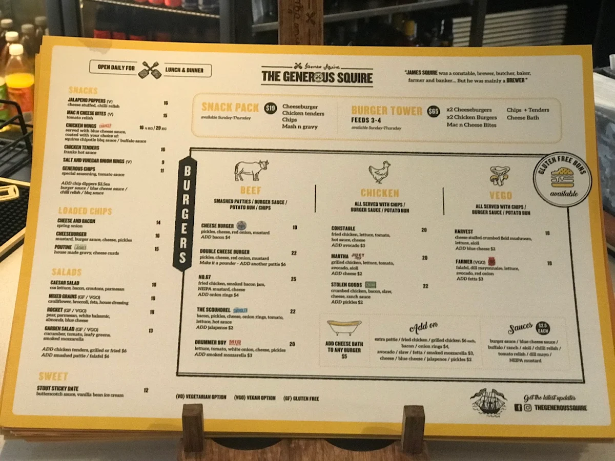 Menu, The Generous Squire