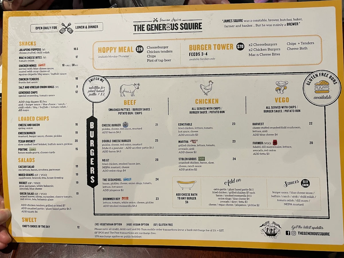 Menu, The Generous Squire
