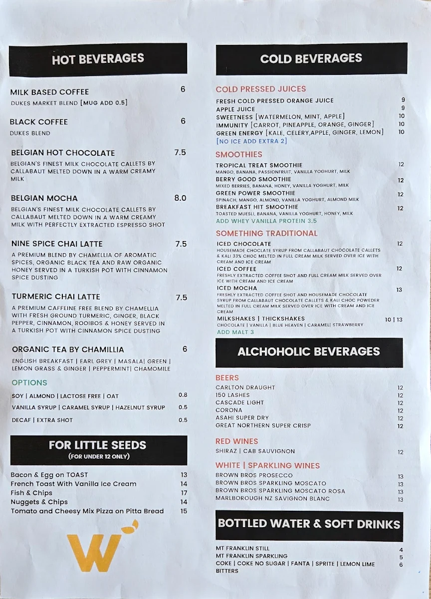 Menu, Wildseed Cafe Delacombe