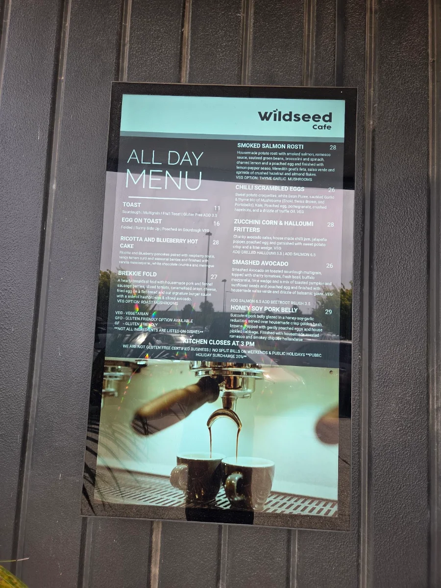 Menu, Wildseed Cafe Delacombe