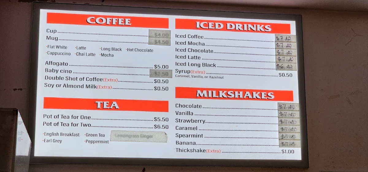 Menu, Big Apple Bakery
