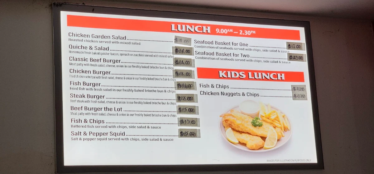 Menu, Big Apple Bakery