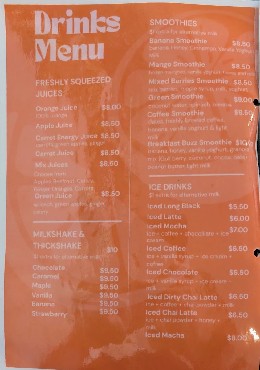 Menu, The Orange Door Cafe