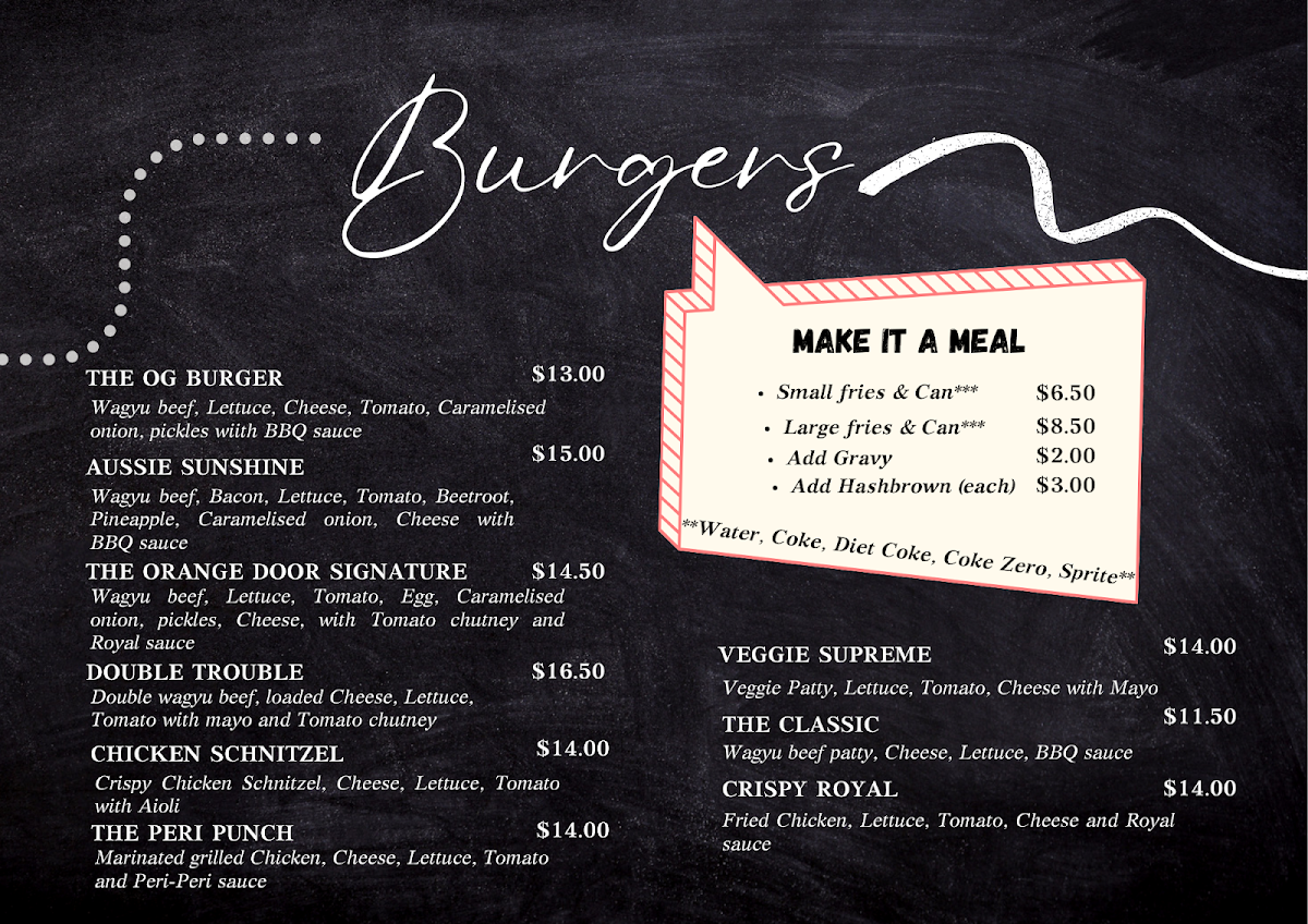 Menu, The Orange Door Cafe