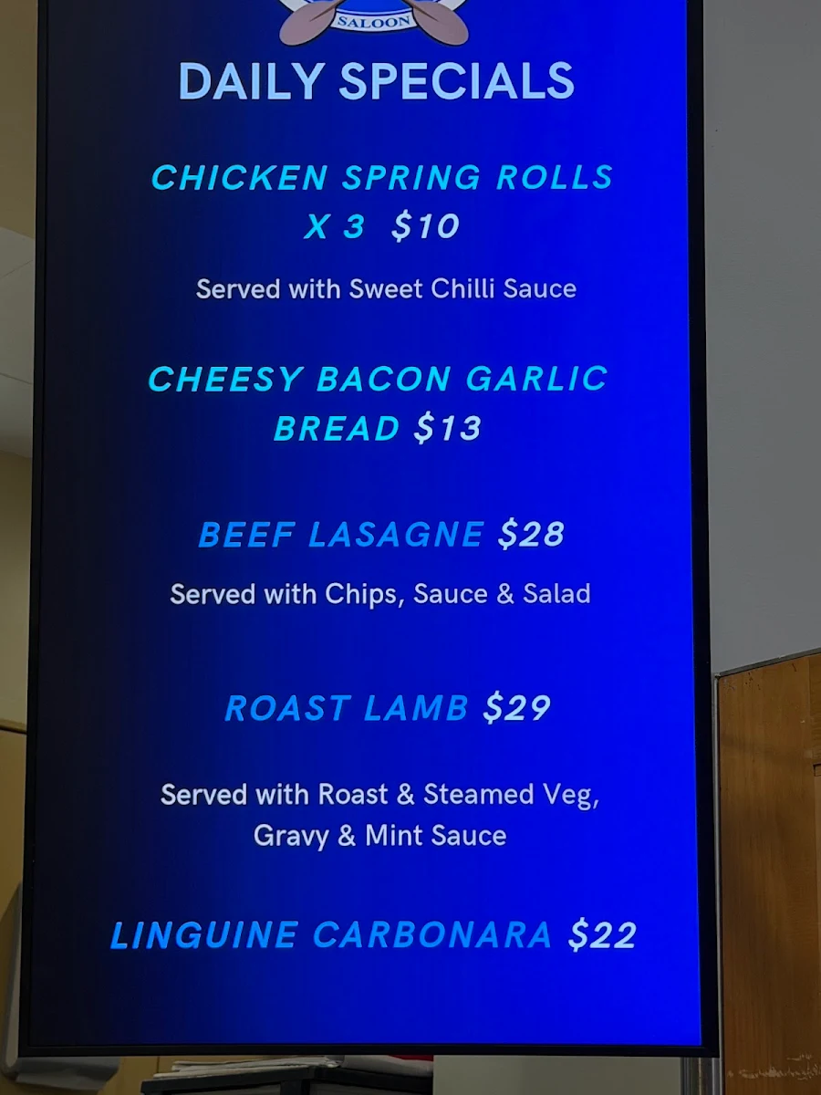 Menu, Trader Dukes Caboolture