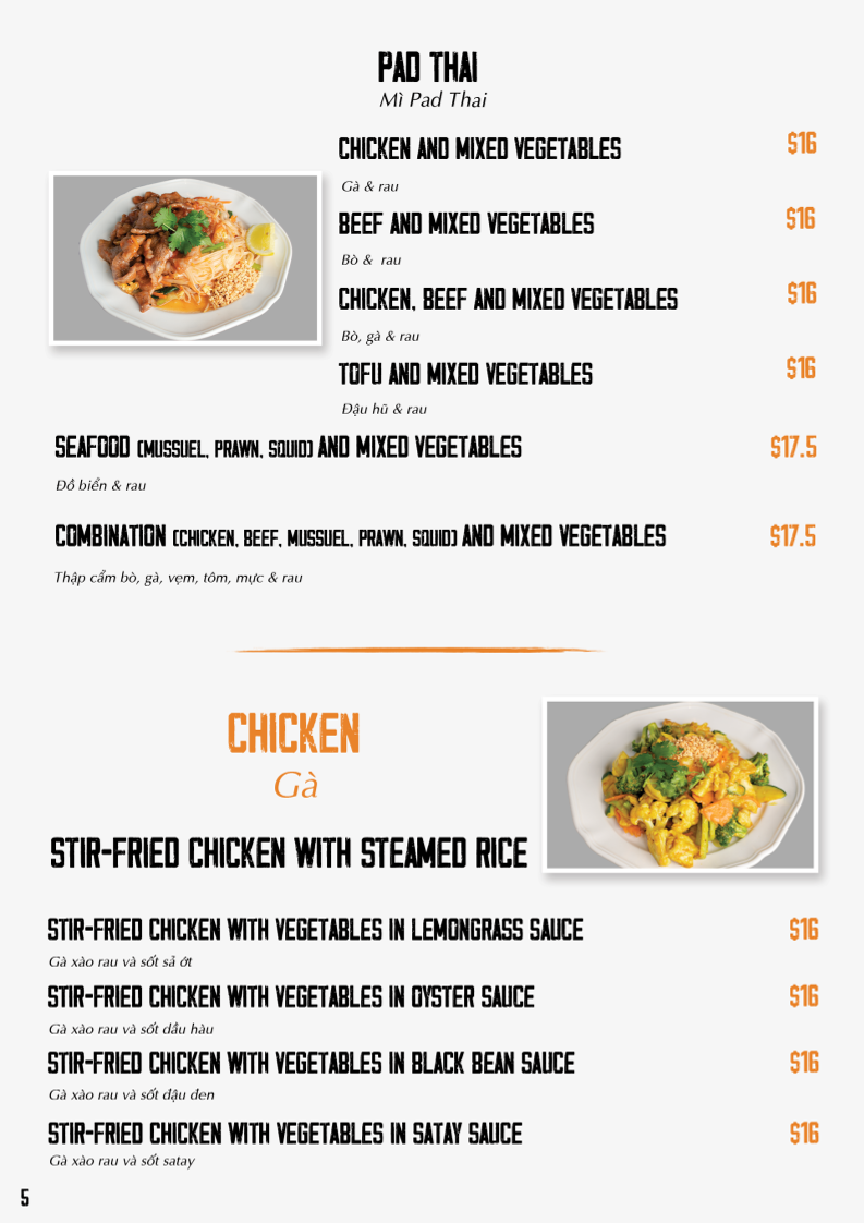 Menu, King’s Noodles Vietnamese