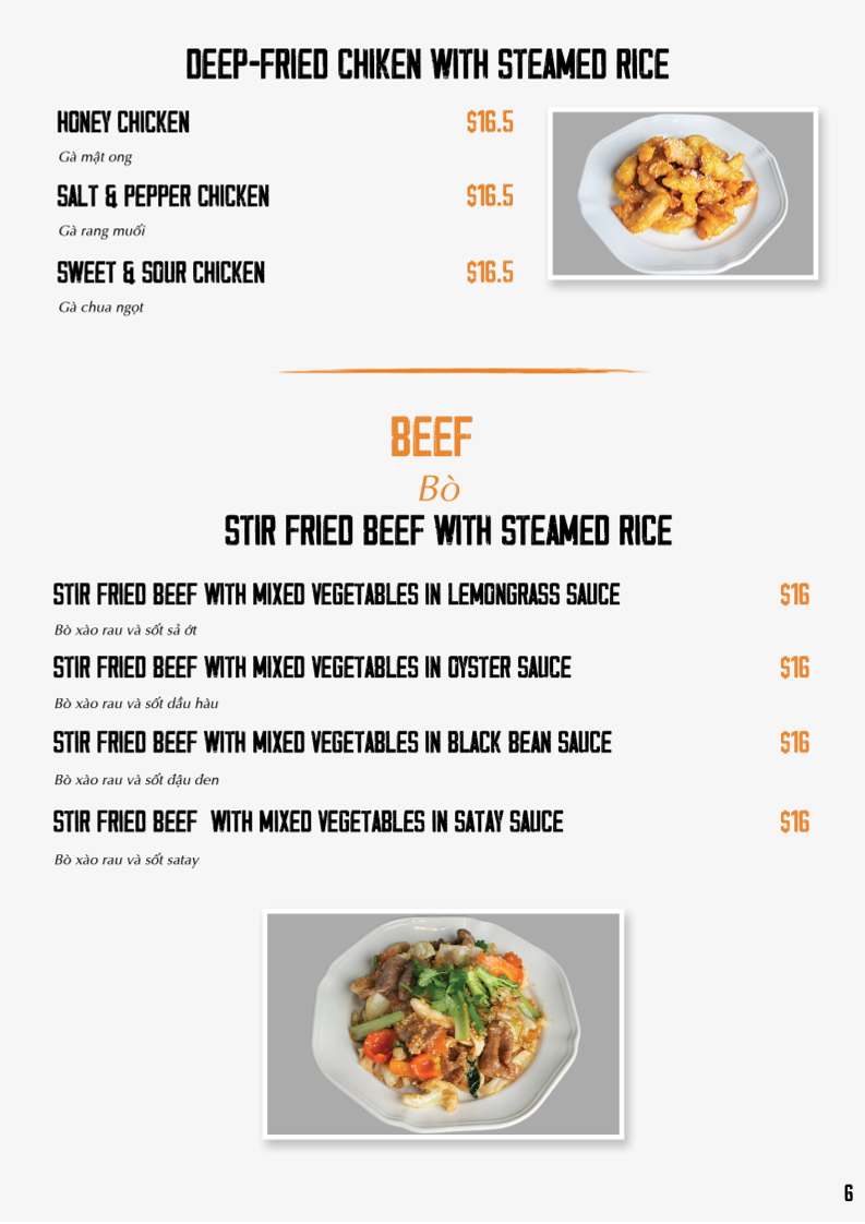 Menu, King’s Noodles Vietnamese