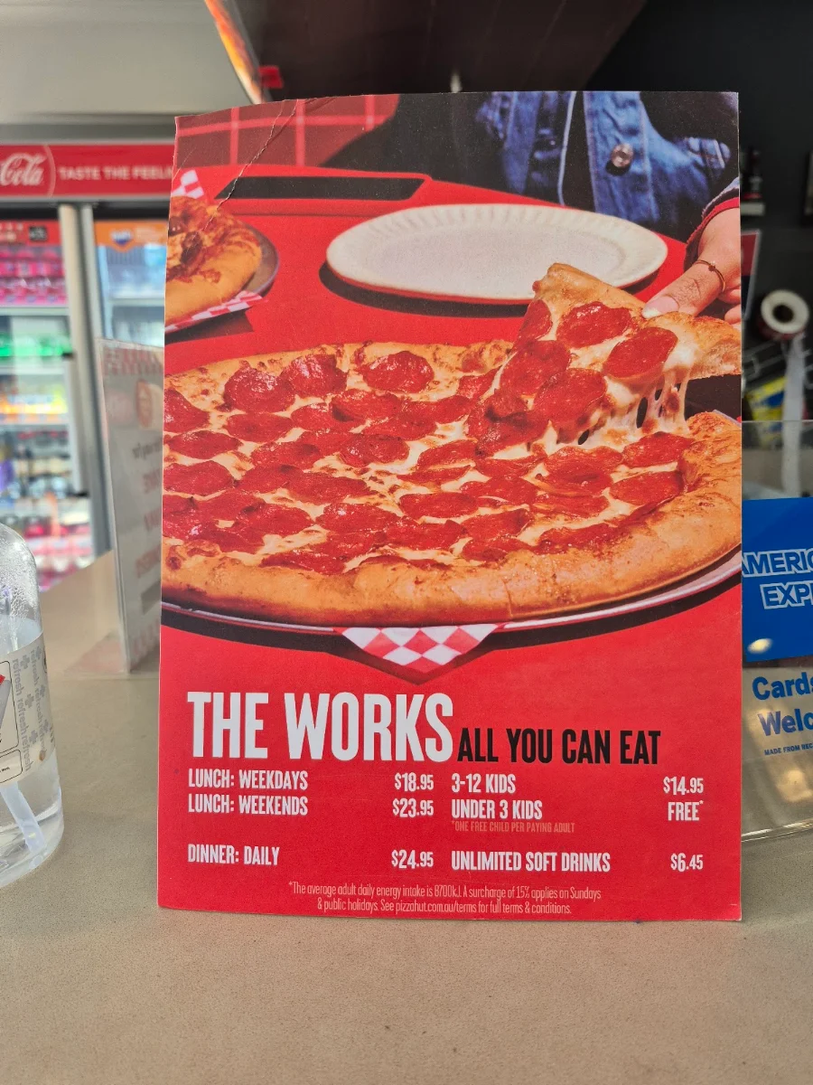 Menu, Pizza Hut St Andrews Restaurant