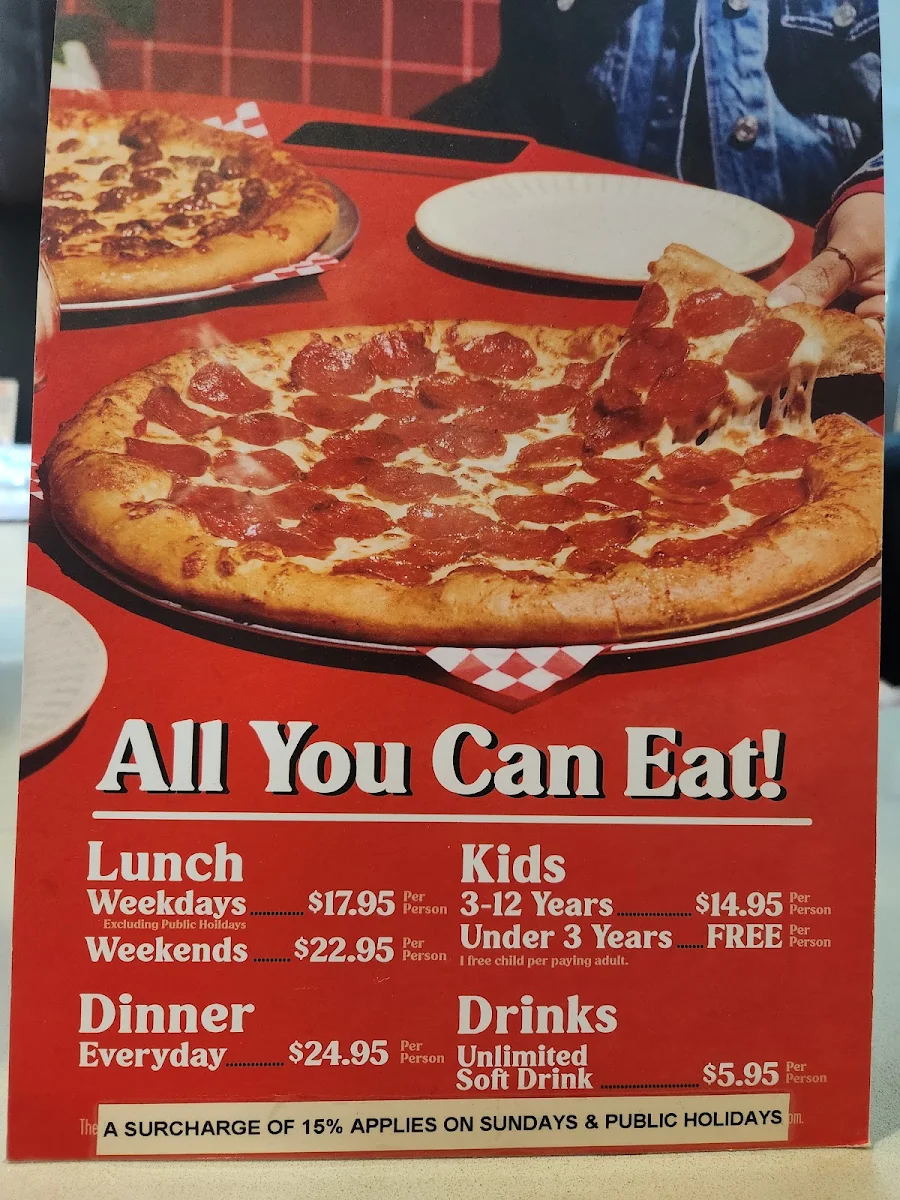 Menu, Pizza Hut St Andrews Restaurant