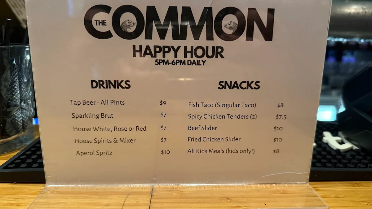 Menu, The Common Bistro