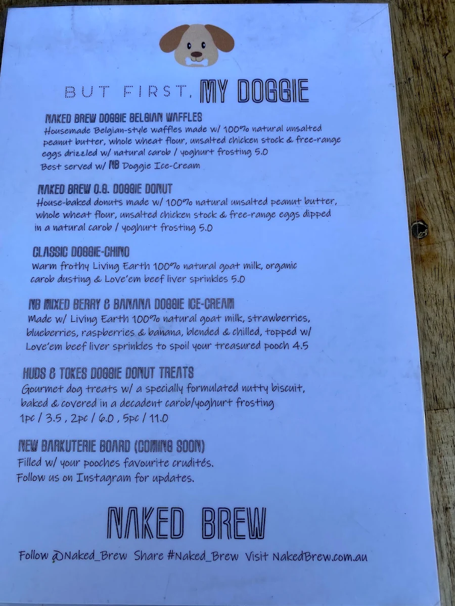 Menu, Naked Brew