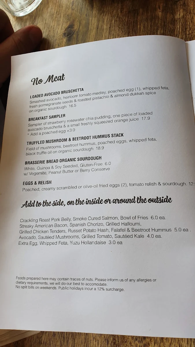 Menu, Naked Brew