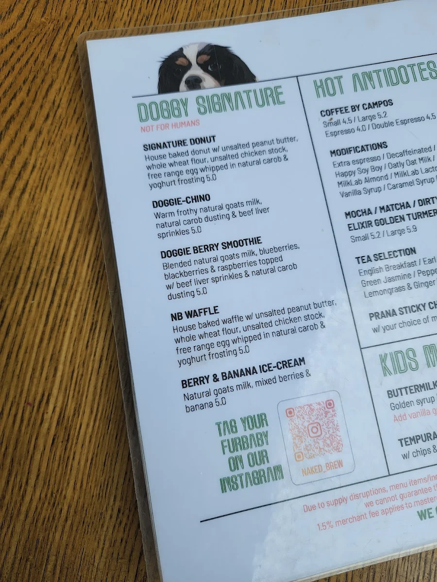 Menu, Naked Brew