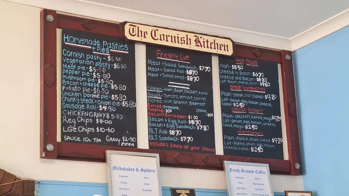 Menu, The Cornish Kitchen Moonta Bakery