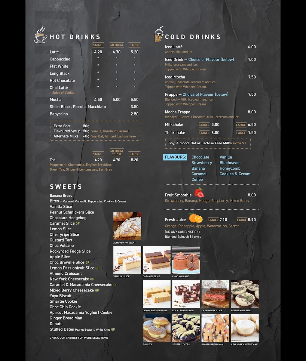 Menu, Espresso Cafe