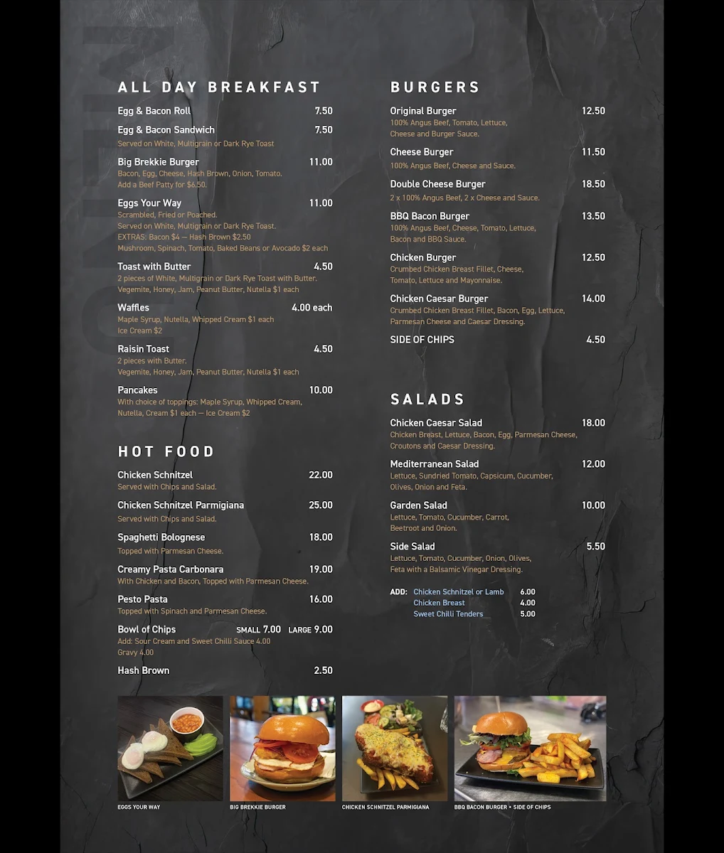 Menu, Espresso Cafe