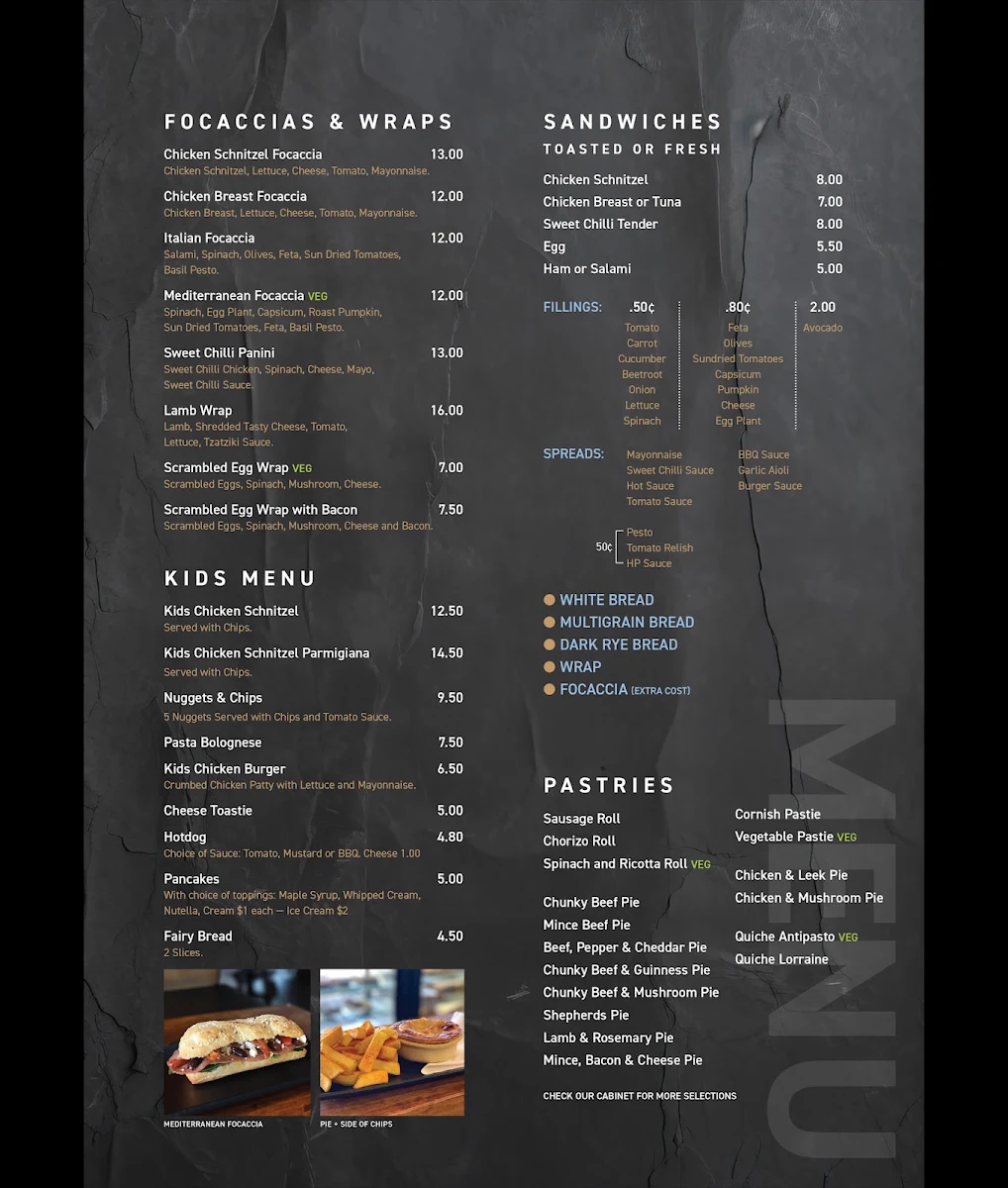 Menu, Espresso Cafe