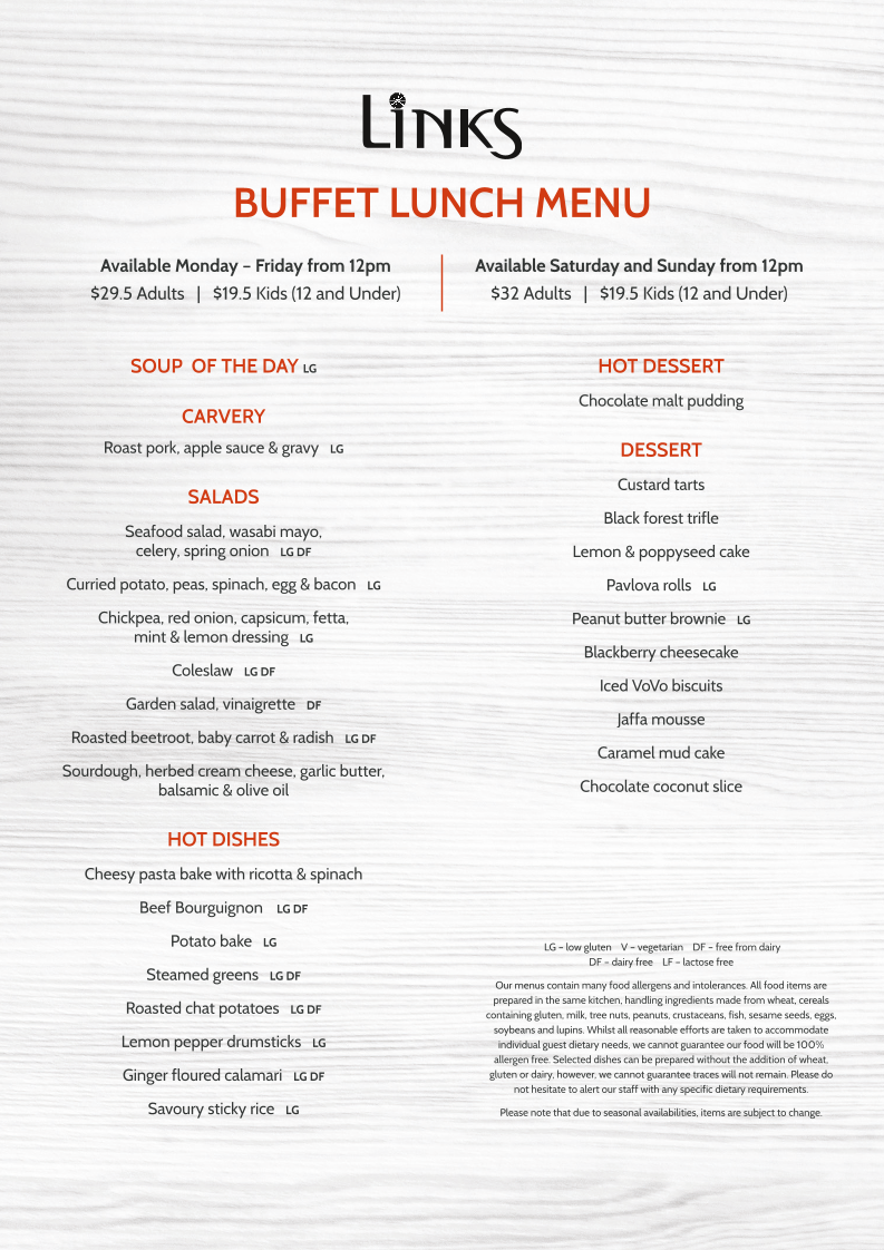 Menu, Links Restaurant