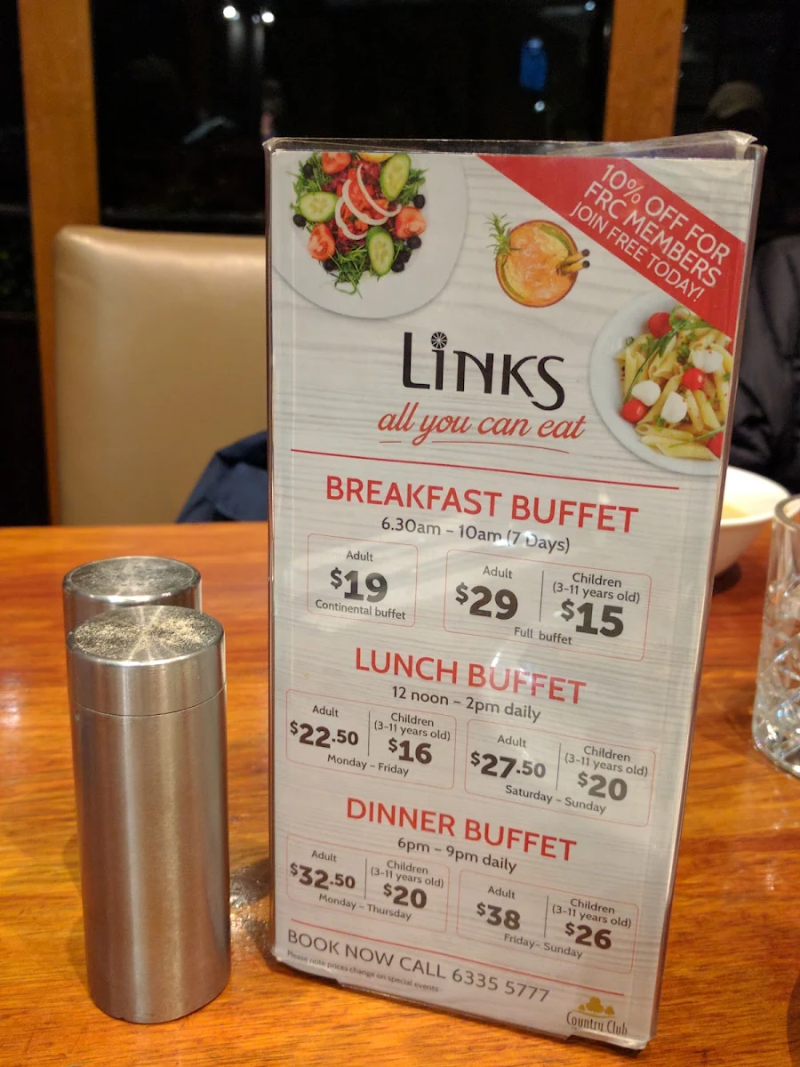 Menu, Links Restaurant