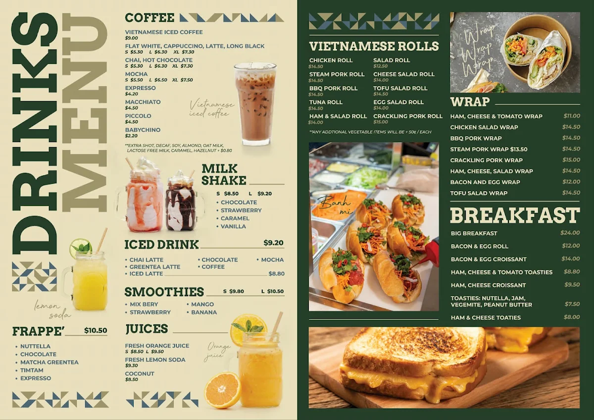Menu, B5 Cafe