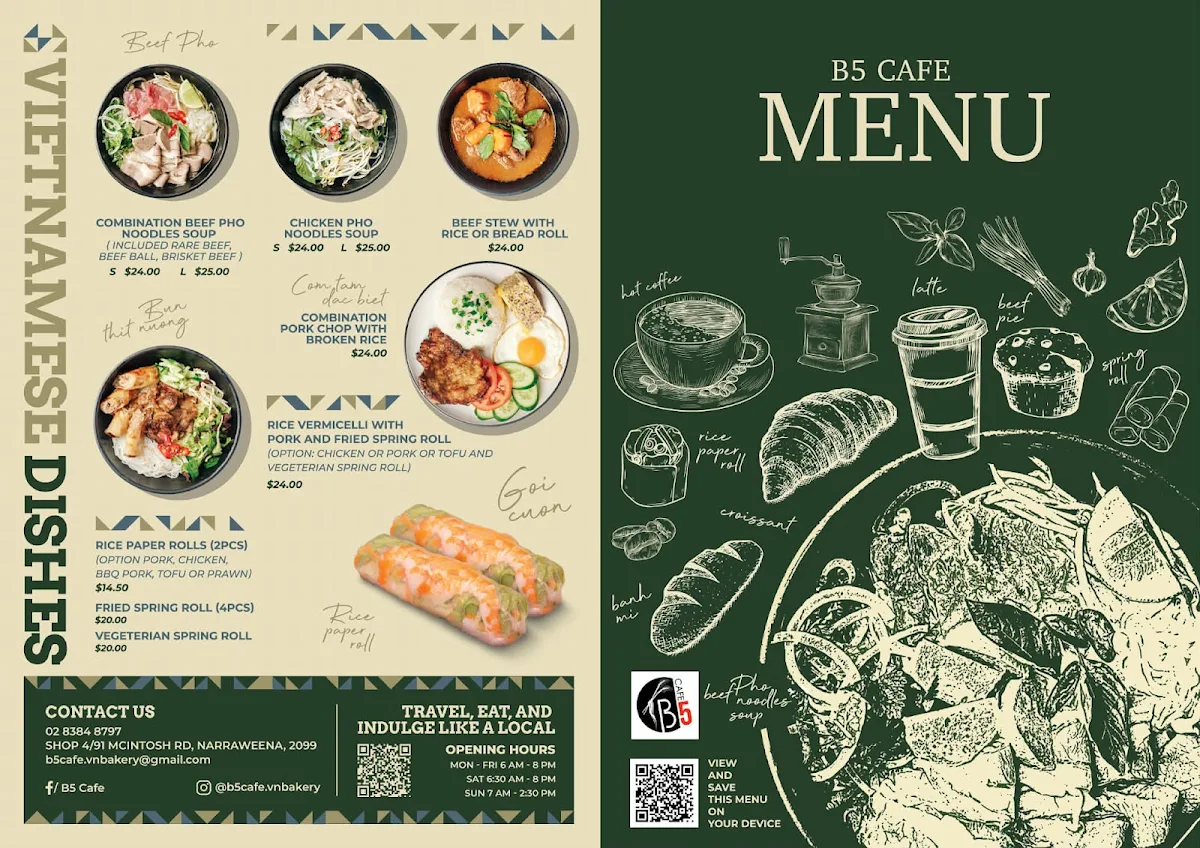 Menu, B5 Cafe