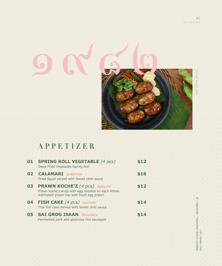 Menu, Abb Air Thai - Chatswood
