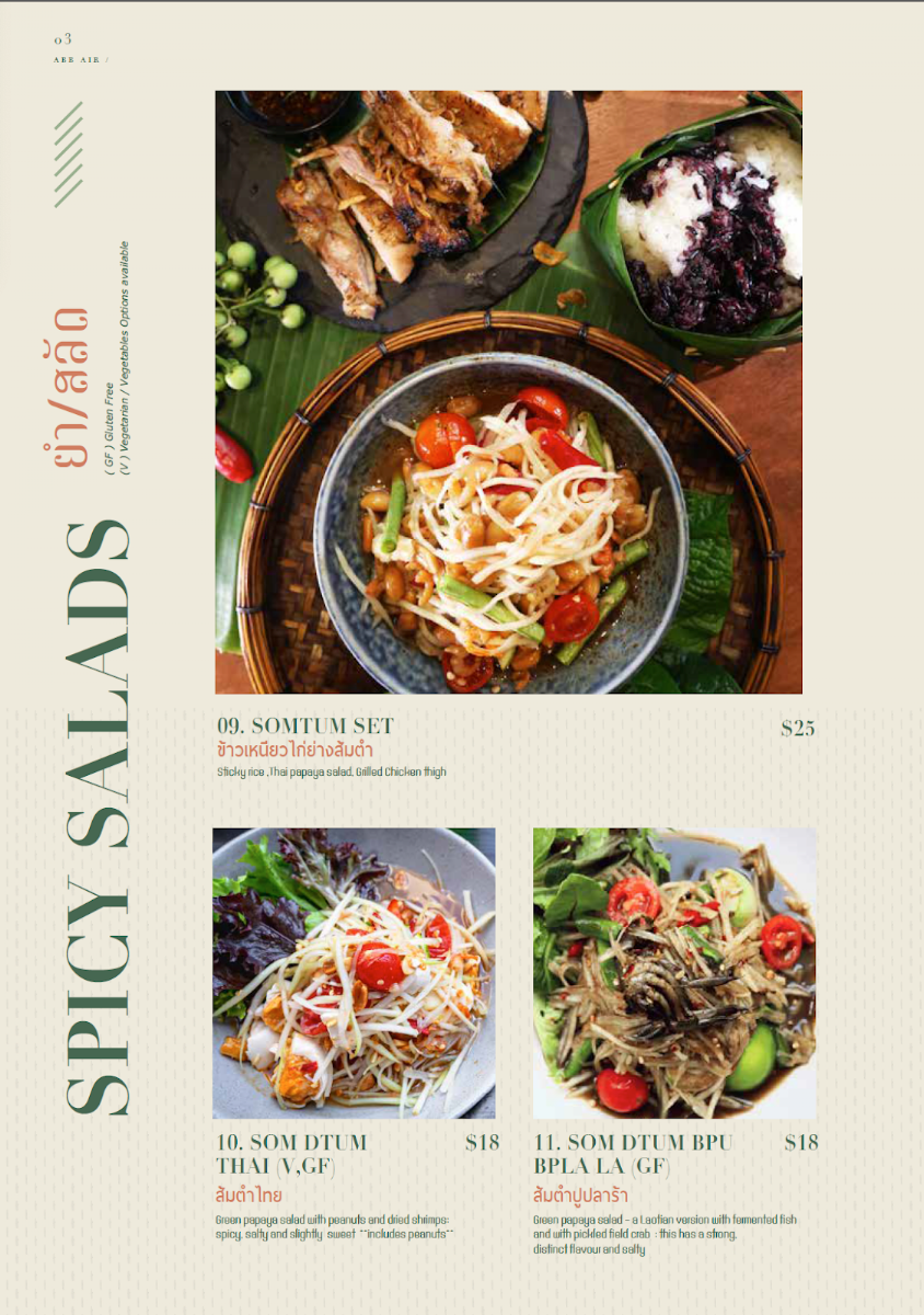 Menu, Abb Air Thai - Chatswood