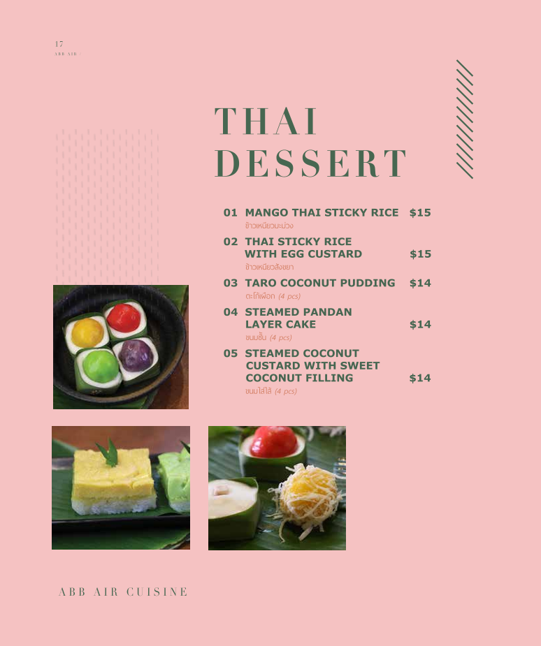 Menu, Abb Air Thai - Chatswood