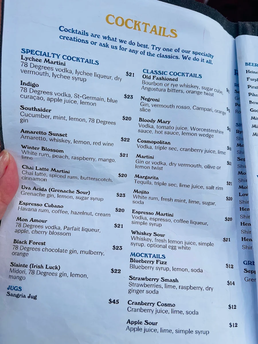 Menu, Merrymaker Rooftop Bar