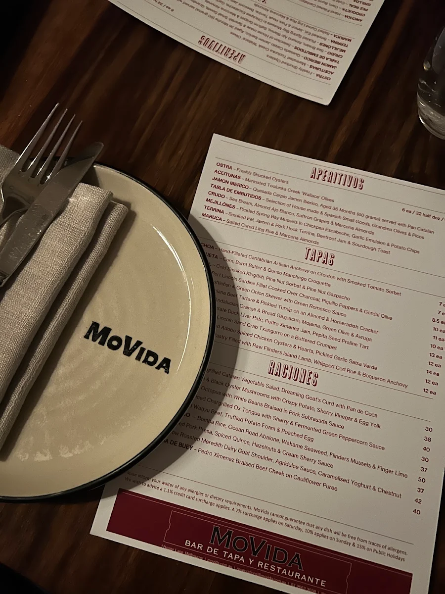 Menu, MoVida Next Door