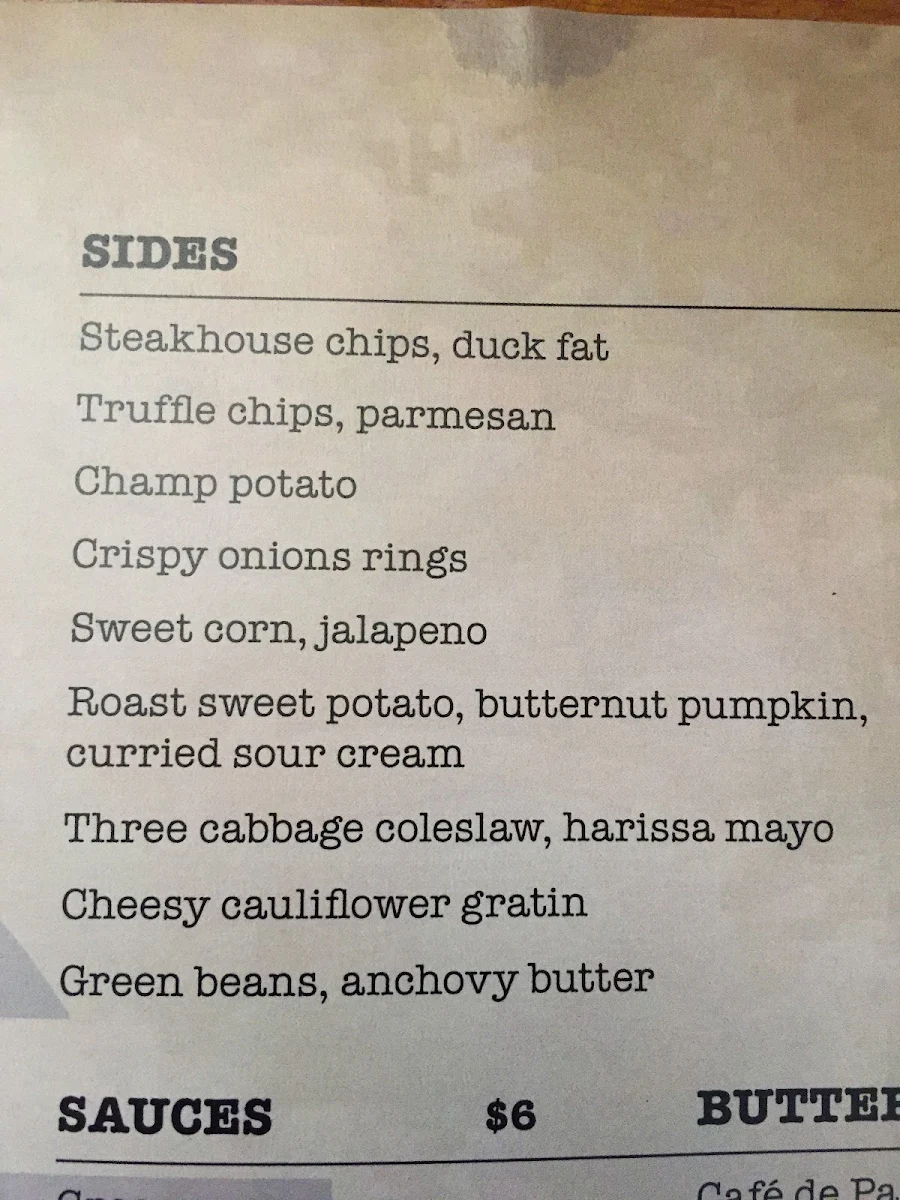 Menu, Cove