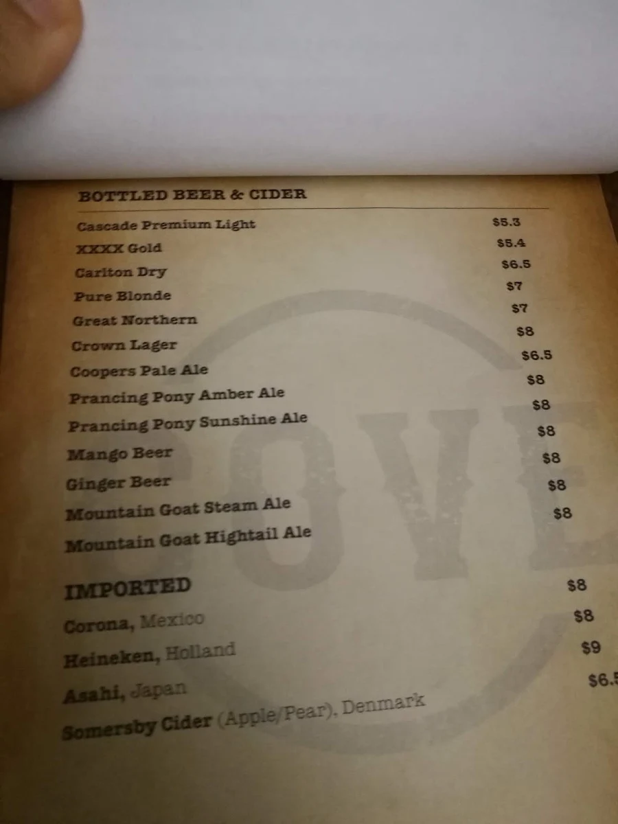 Menu, Cove