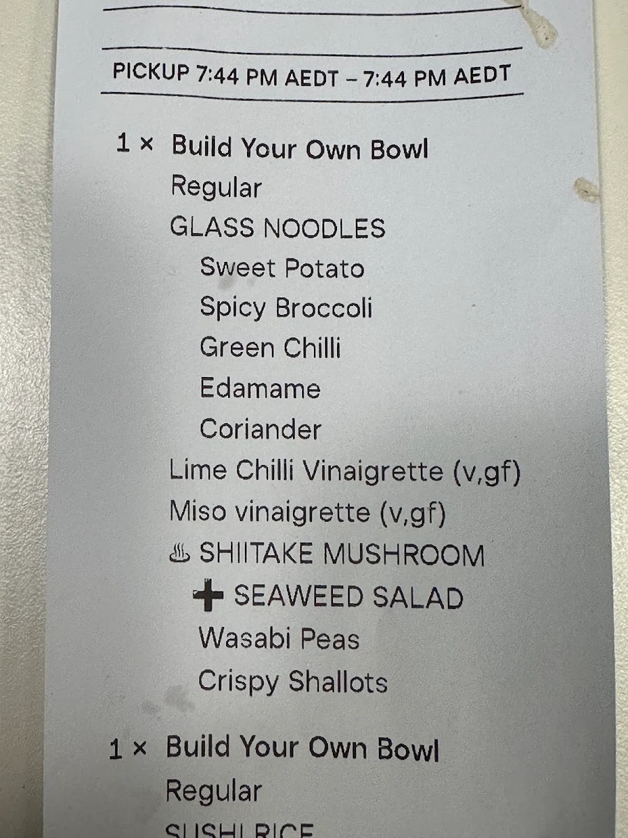 Menu, FISHBOWL - Rosebery