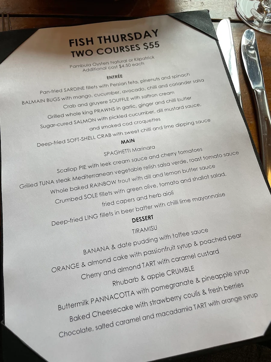 Menu, Crackenback Farm Restaurant