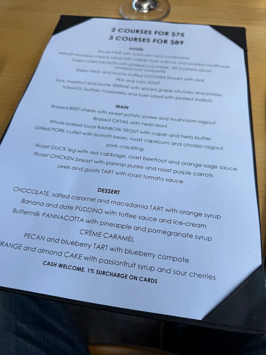 Menu, Crackenback Farm Restaurant