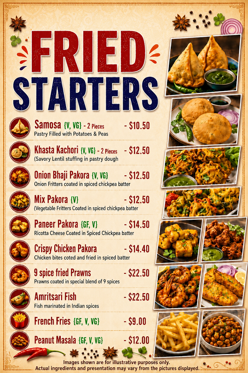 Menu, Aastha Indian Restaurant