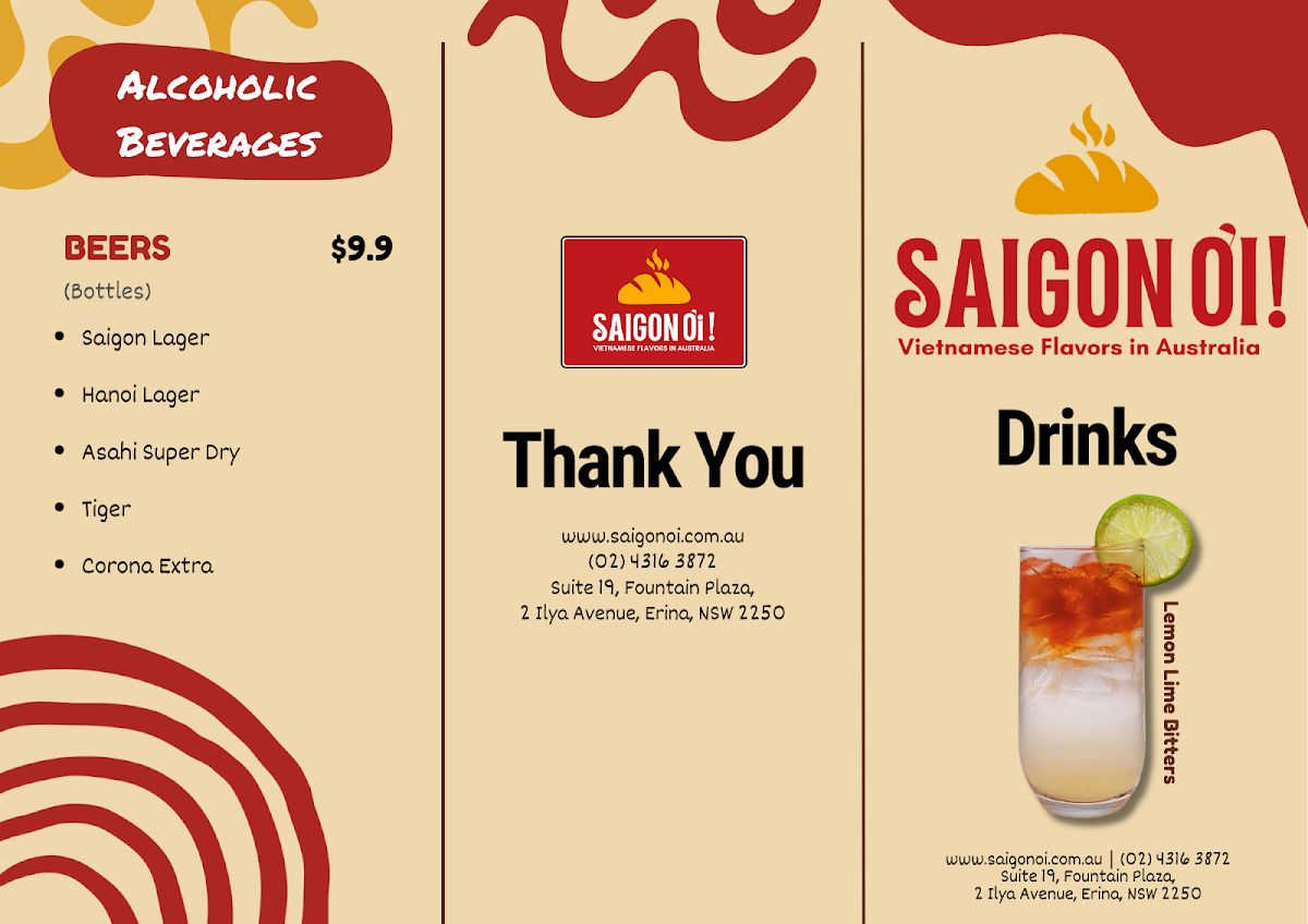 Menu, Saigon Oi ! Erina