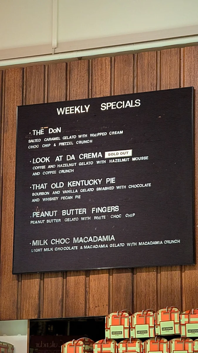 Menu, Gelato Messina Richmond