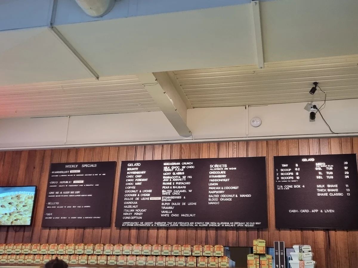 Menu, Gelato Messina Richmond