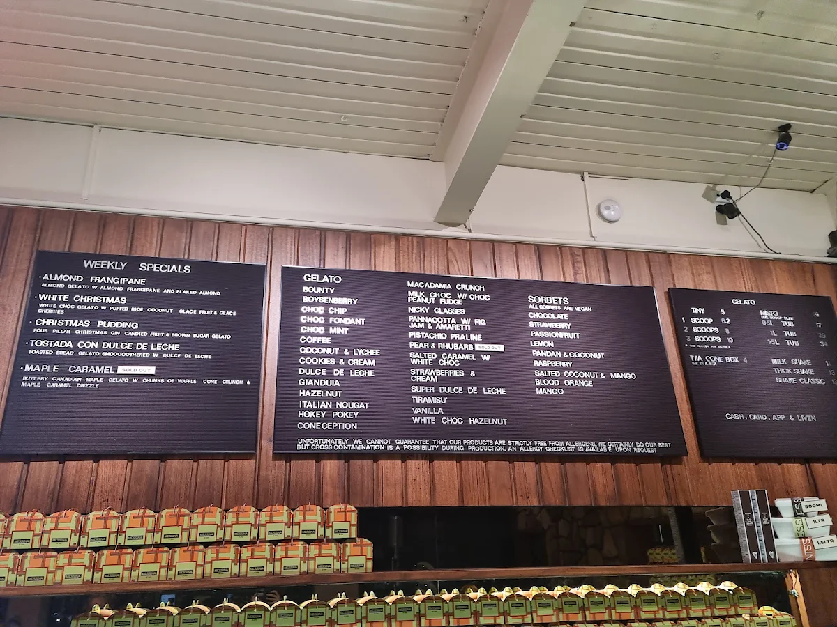 Menu, Gelato Messina Richmond
