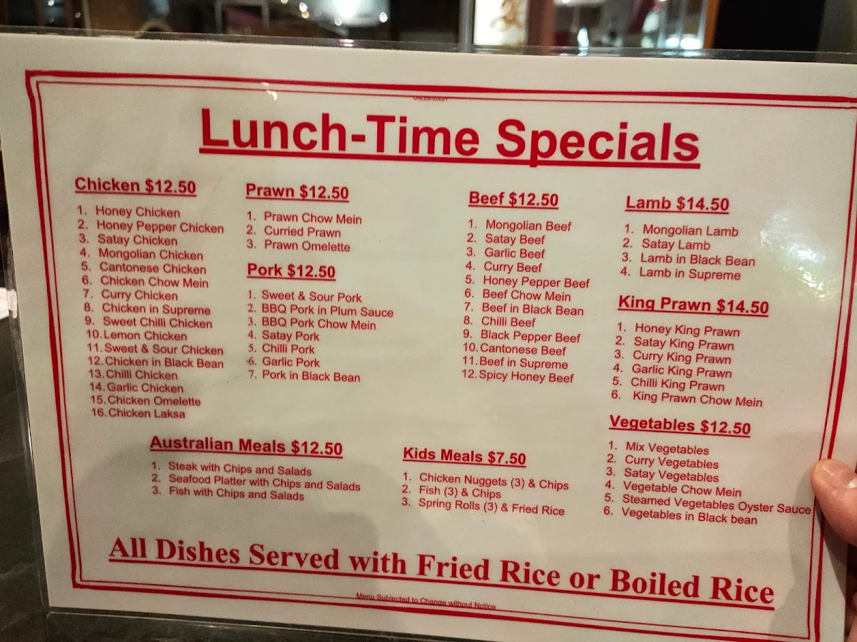Menu, On Lee