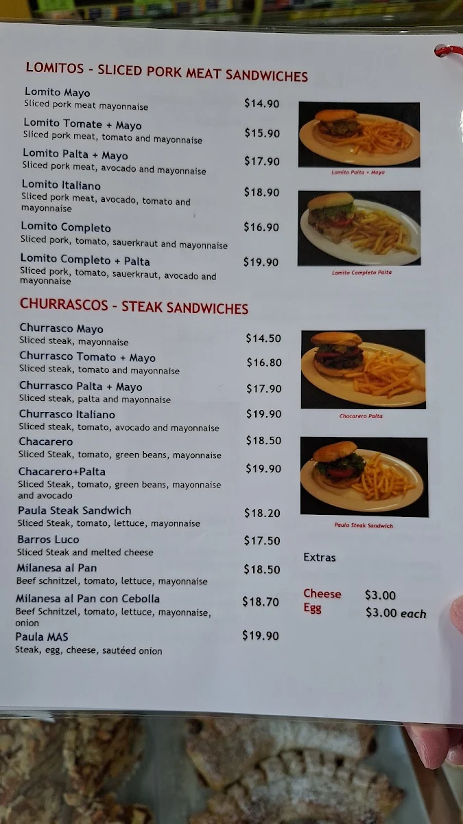 Menu, Paula Continental Cakes