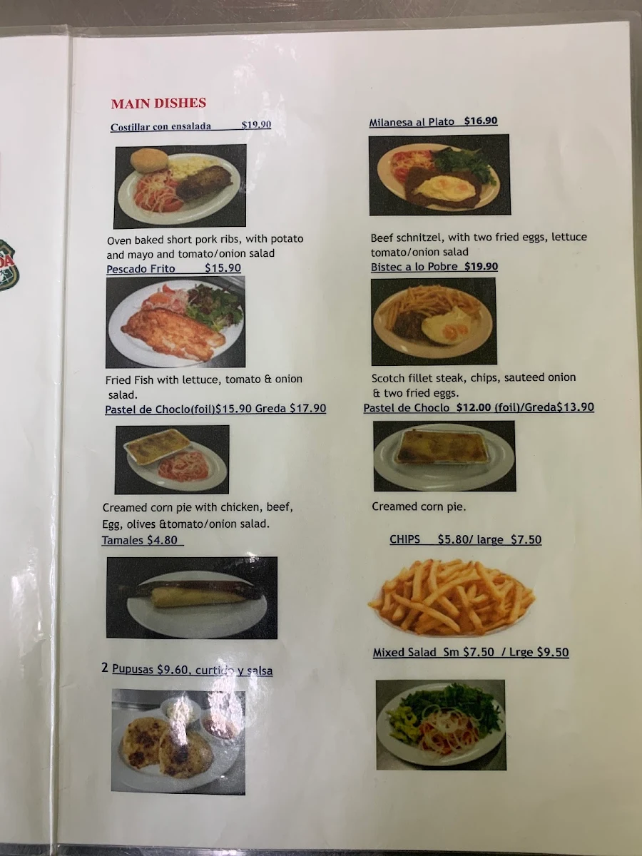 Menu, Paula Continental Cakes