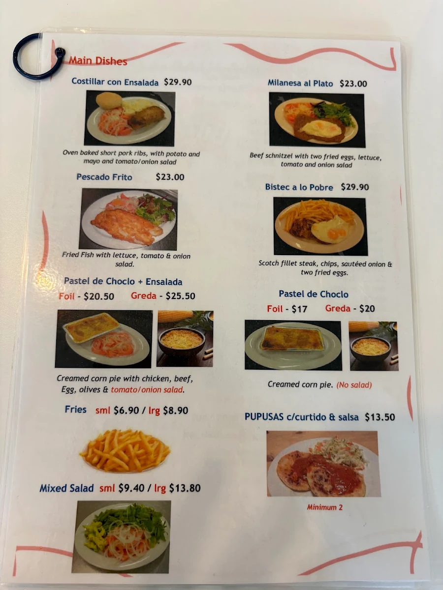 Menu, Paula Continental Cakes